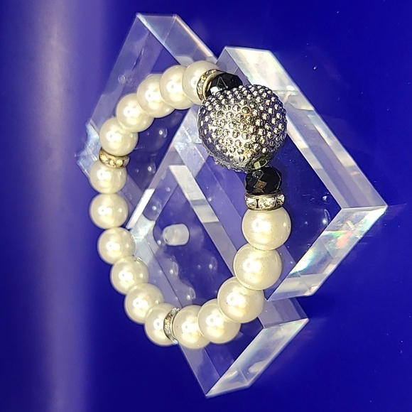 Faux pearl stretch bracelet vintage - Picture 1 of 5